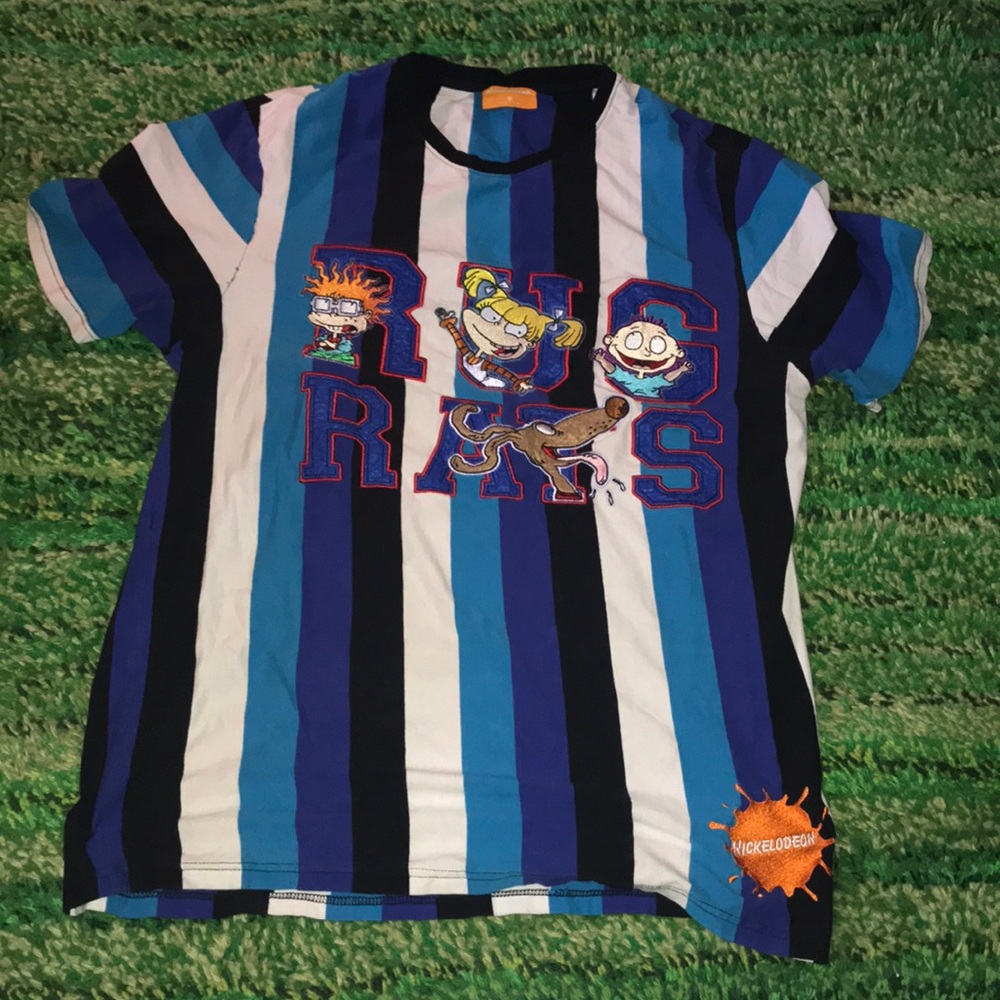Nickelodeon Rugrats Boys Blue Striped Tee embroidered graphics
